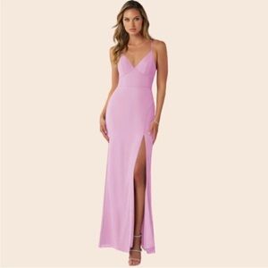 AZAZIE Becca Sheath Chiffon Floor-Length Dress Candy Pink Size Medium